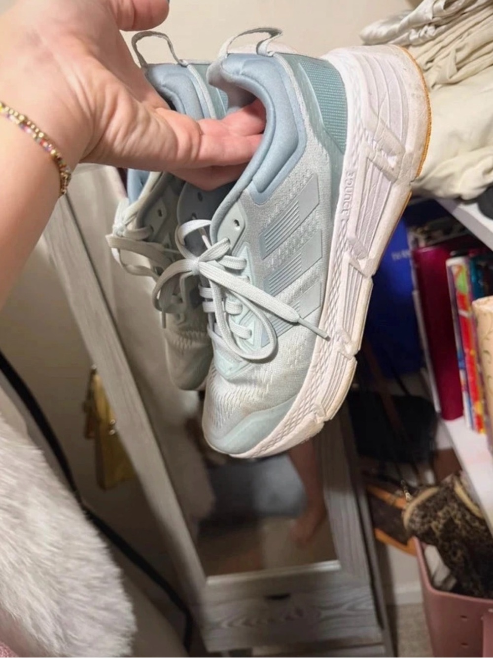 adidas Women's Light Blue and White Running Sneakers